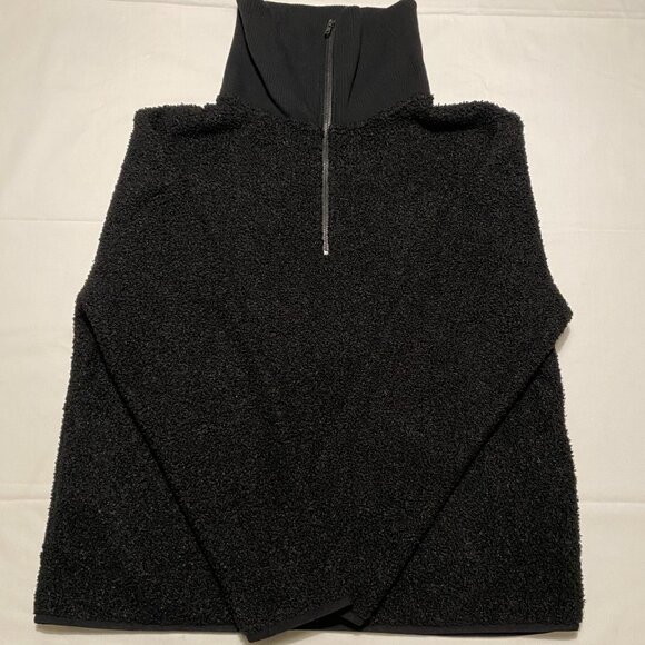Elle Woman’s Teddy Fleece Half-Zip Pullover Sweater Jacket Black L - Picture 10 of 13